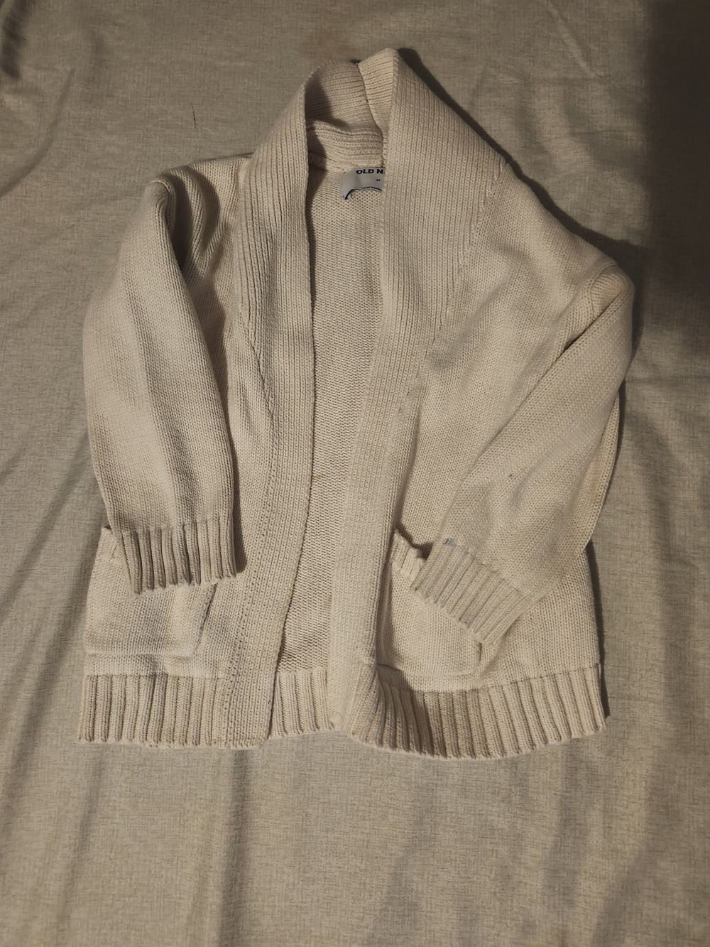 Old Navy Men's Cream Shawl Collar Open-Front Cardigan